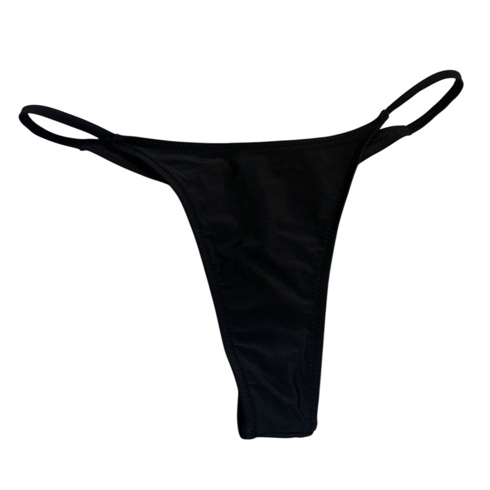 Bikini Bottom Medium Black High-Cut Thong Minimal String Bikini Bodycon Beach